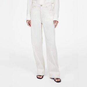 Madewell NWT Low Slung Baggy Jeans Size 27 in Grey Railroad Stripe w/ Button Fly